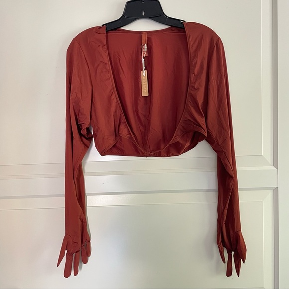 New! SKIMS Saffron Gloves Crop Top saffron Size 3X 26679 - Picture 1 of 9